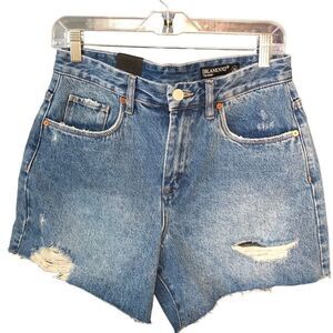 BlankNYC Womens The Perry Mom Short 28 Denim Cutoff Distressed High Waisted